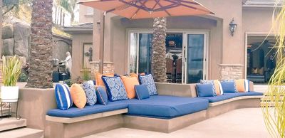 Patio Daybed with cushions and pillows