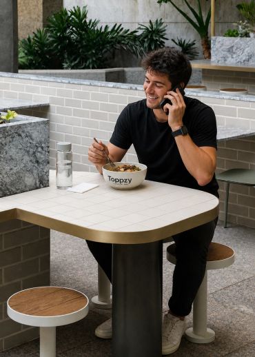 A man eating food