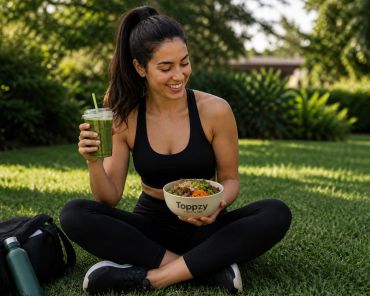 A woman having healthy breakfast