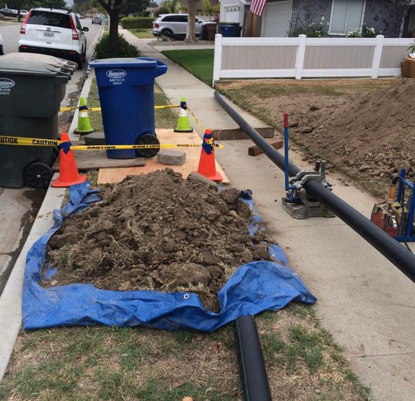 Our job site in the middle of a sewer line replacement in Oxnard.