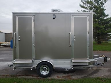 2 stall restrooms come with Porcelain flush toilets, running water, heat, and air conditioning 