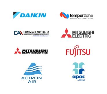 Logos of various air conditioning brands.
