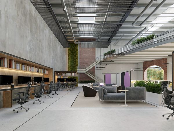 Large co-working open plan office space