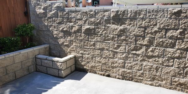 Backyard corner with block wall