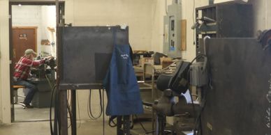 Welding and grinding shop at World Wide Equine, Glenns Ferry, Idaho, USA