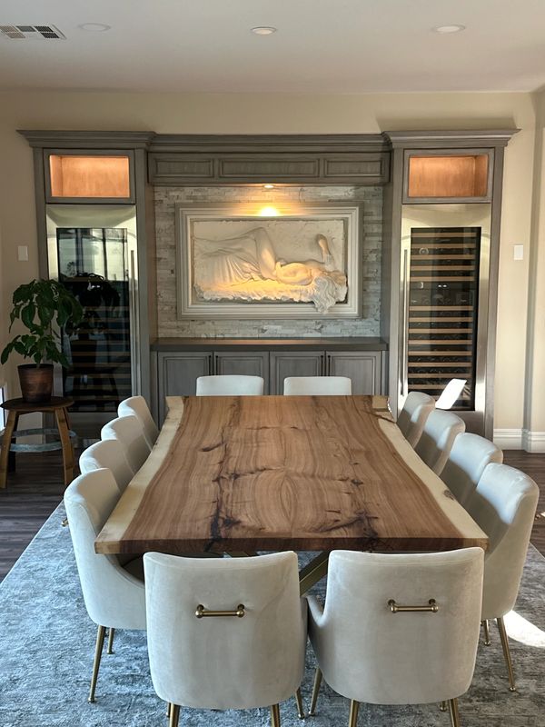 55x120" bookmatched Hickory live edge dining table
