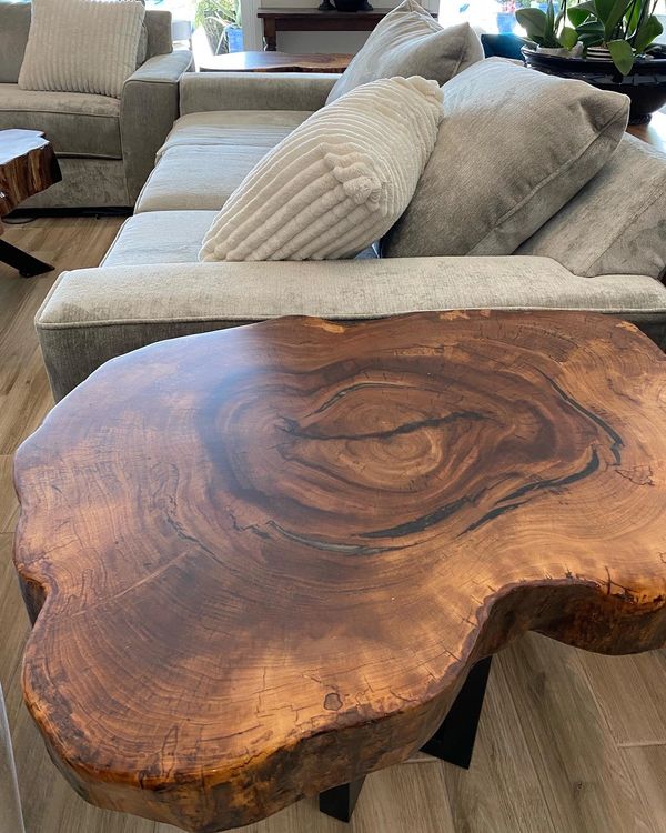 American Elm live edge cookie table with black accent