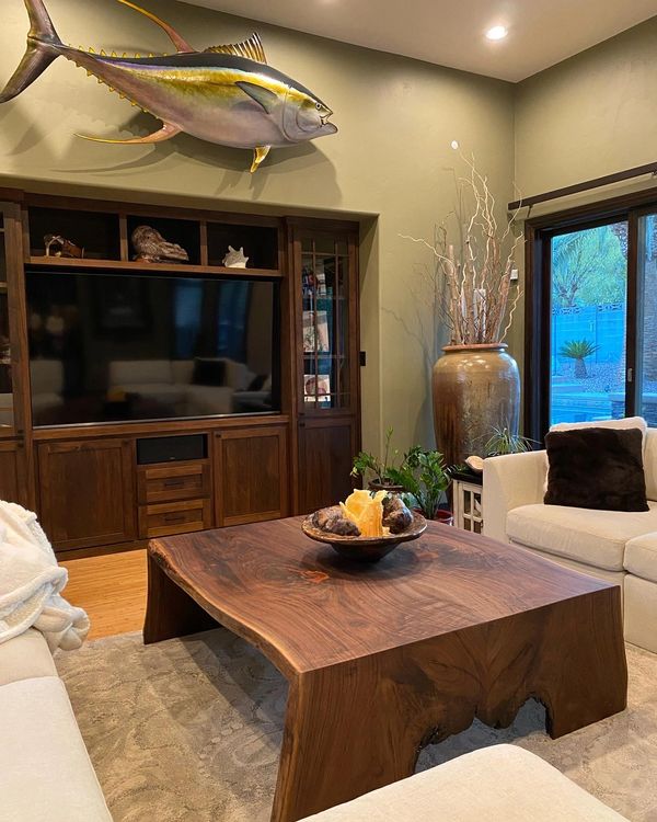 Walnut coffee table with double waterfall