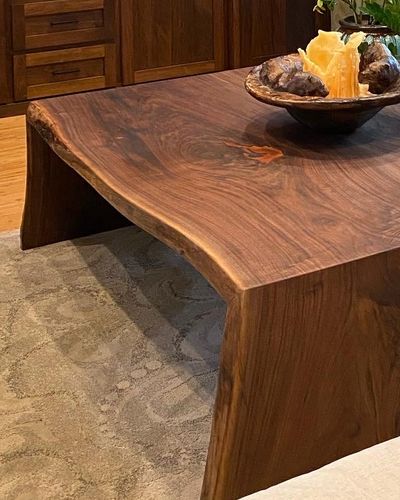 Double waterfall walnut coffee table
