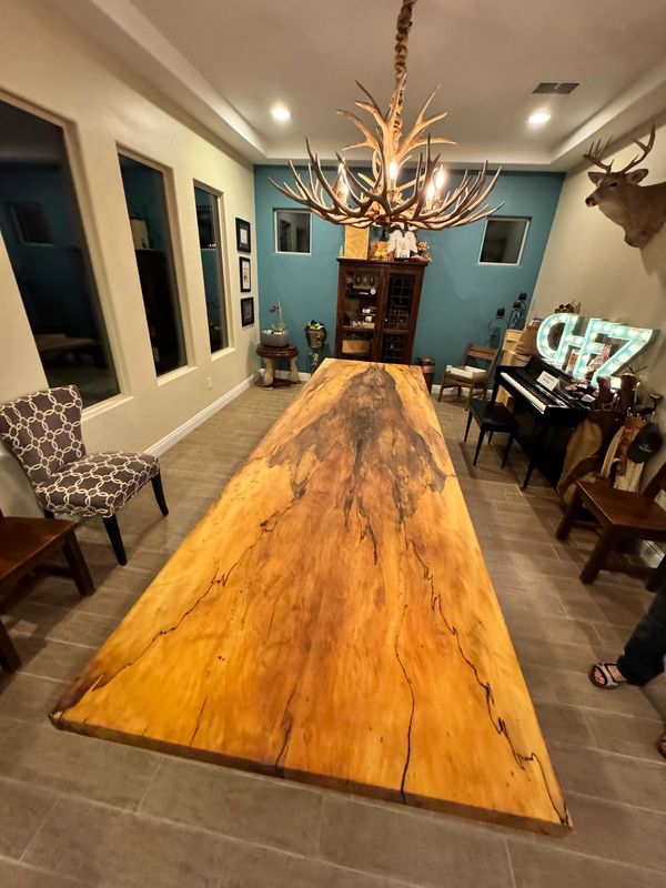 12ft super spalted sycamore dining table