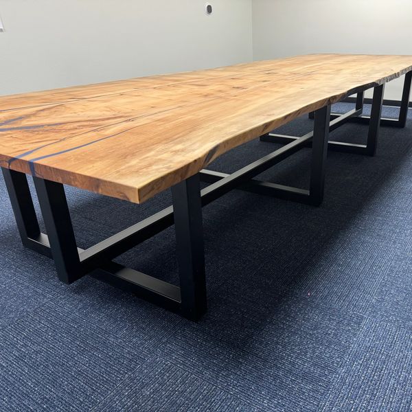 67x192” spalted maple conference table with Royal blue epoxy to Sierra Air Conditioning and Plumbing