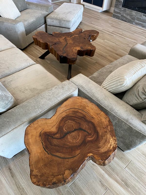 American Elm live edge cookie table with black accents