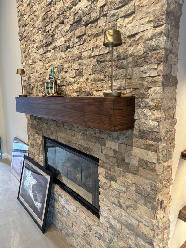 walnut beam mantel