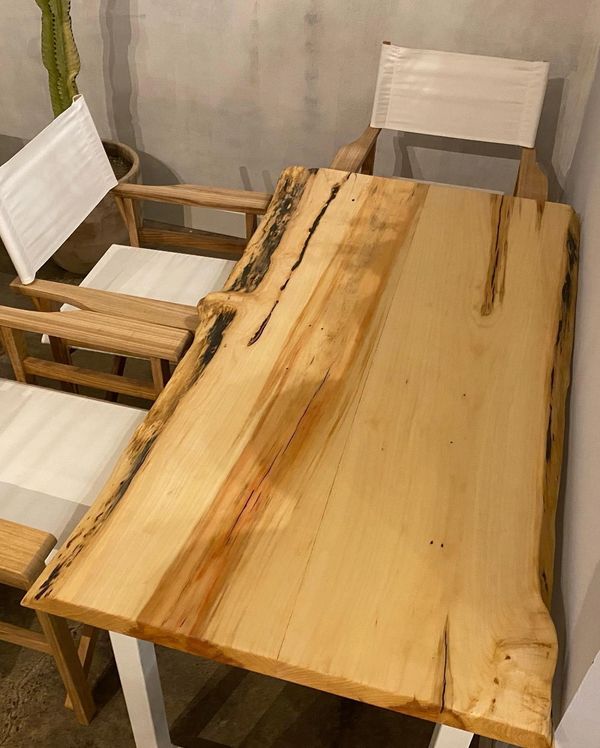 Cottonwood live edge table with black accents