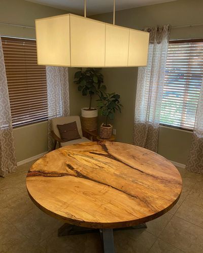 Round maple book matched table