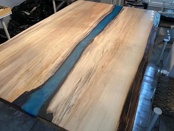 Cottonwood table with carribean blue