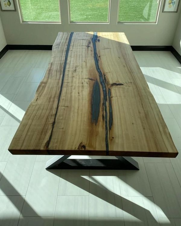 Cottonwood single slab  live edge table with Charcoal