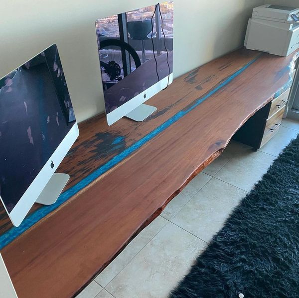 30x18x123 mahogany with carribean blue accents