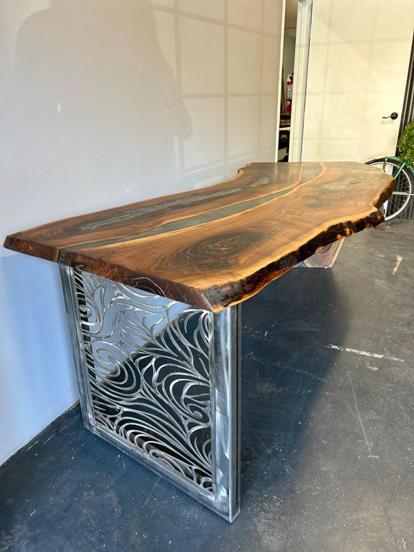 Walnut Executive Desk with silver accents