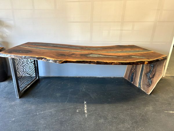 Walnut Executive Desk with silver accents
