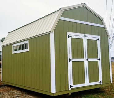 Bama Sheds 10x16 Barn style roof with 2 transom windows in each sidewall 