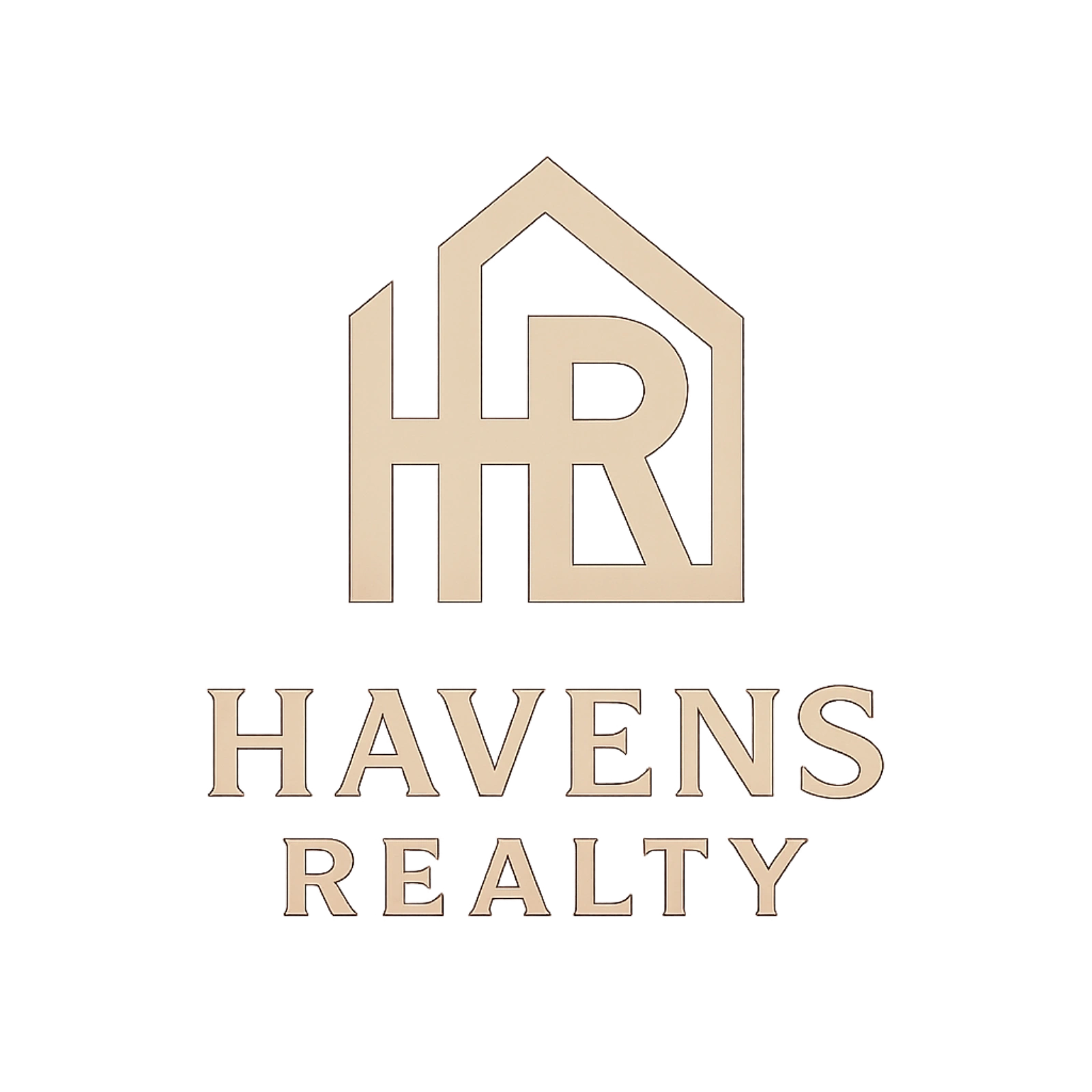 Elegant logo for Havens Realty with stylized house and initials HR.