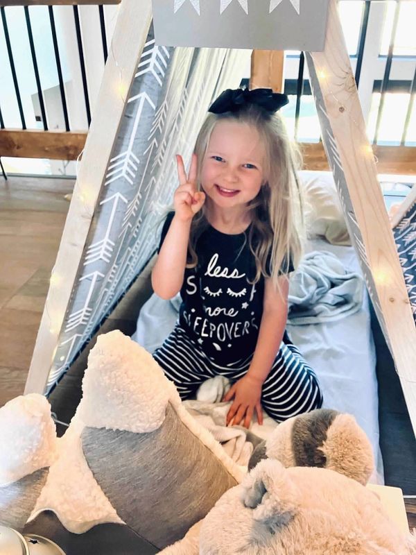 sleepover tent teepee set up in airbnb by Andover, Kansas company