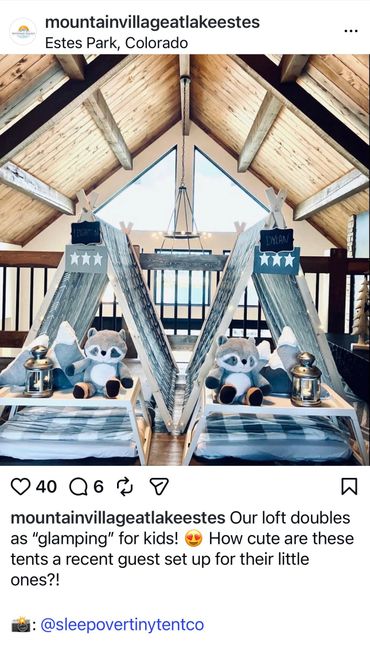 Glamping sleepover tents airbnb set up by Andover, KS company showcased on Este Park social media