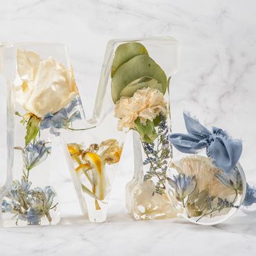 preserved wedding flowers in resin