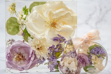 preserved wedding flowers in resin