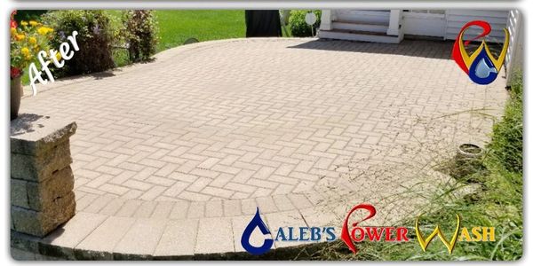 Patio paver cleaning Before and After. 