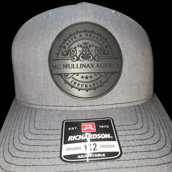 Gray Richardson trucker hat with Mc Mullinax Agency insurance logo.