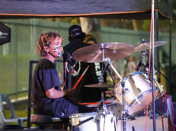 Photo of drummer in the Mulga Bore Hard Rock Band