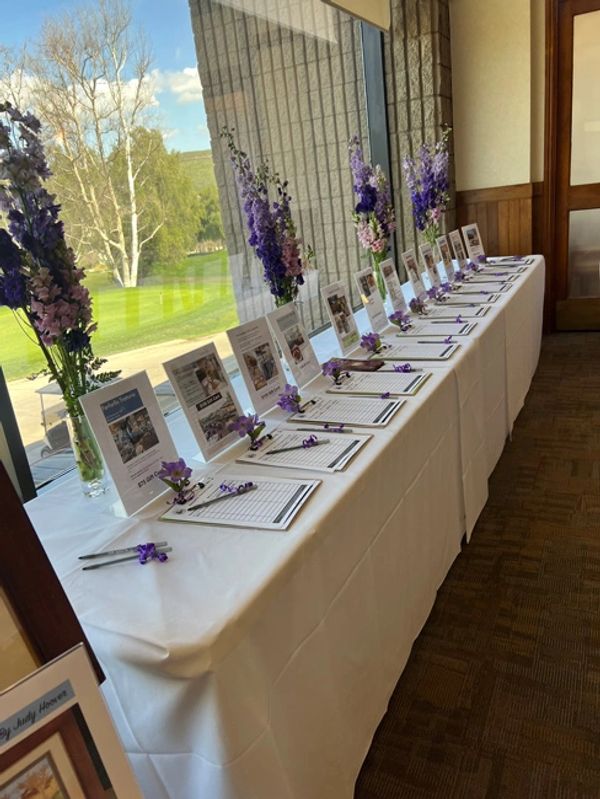 Our silent auction table before the bidding began!