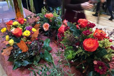 flower arrangements on a table