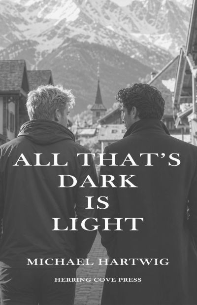 Two men in coats with mountain backdrop and inspirational text.