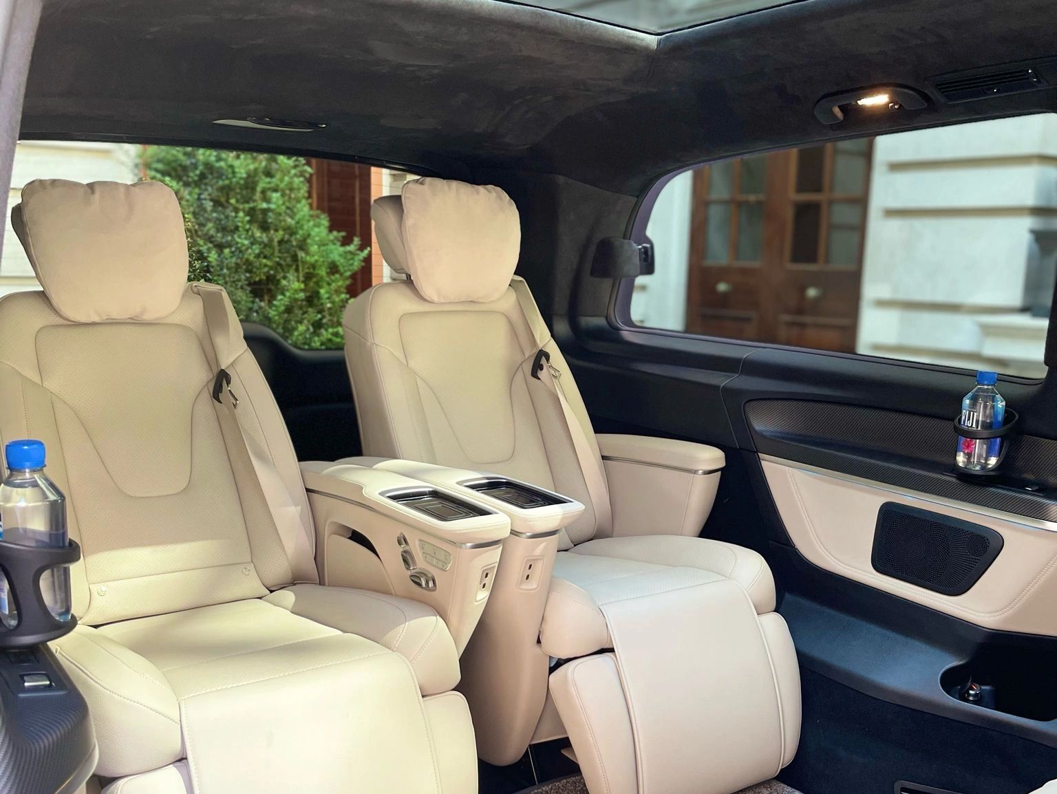 Mercedes V-Class  -Business Class 6 seater MPV. 
Two recliner along with three standard cream seats