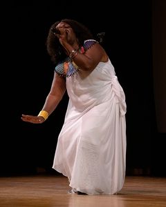 Performing my story "Jazz" at Women Crossing the Line 2018.