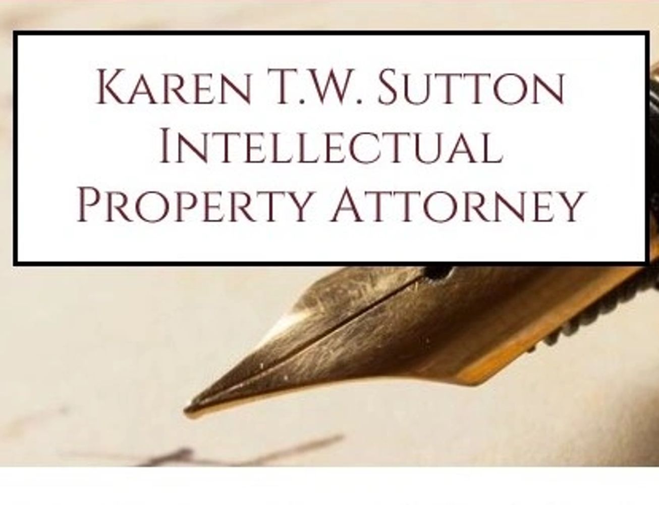 Karen TW Sutton Intellectual Property Attorney with Fountain pen tip logo