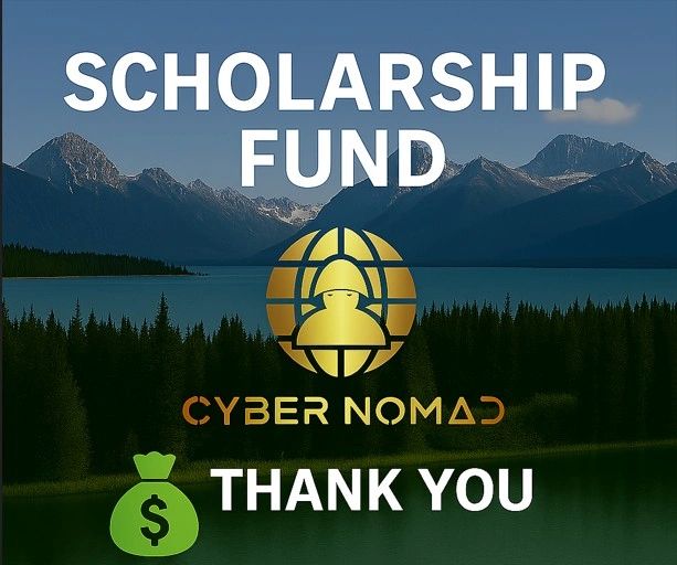 Scholarship fund thank you message by Cyber Nomad with mountain background.