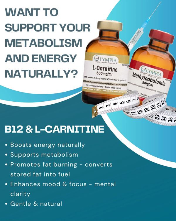 B12 + L-Carnitine injections at VitalCare Medical Spa in Tampa, FL support energy production, metabo