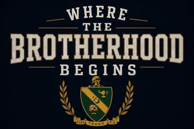 Text saying 'Where the Brotherhood Begins' with a crest.