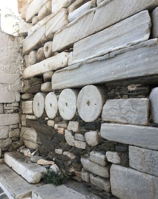 Exterior wall of Frankish Castle, Paros, Greece. Photo by Liz O'Sullivan.