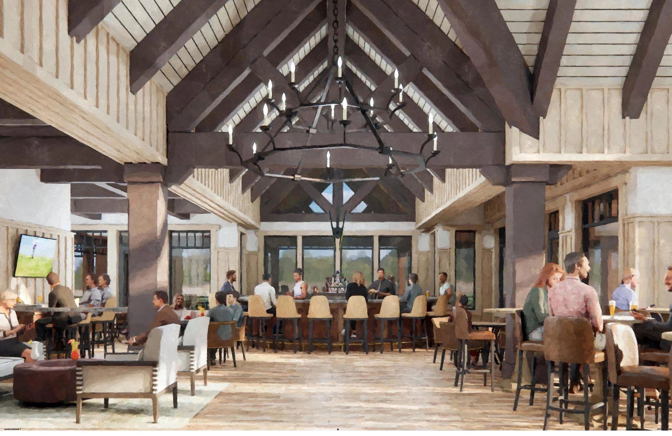 The Mountains View Bar as viewed from the Main Entrance to the Clubhouse.