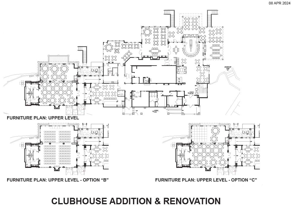 Proposed furniture plans include 3 possible options for the modularly designed Veranda space.