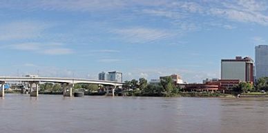 Arkansas River running through the City of Little Rock Arkansas. 