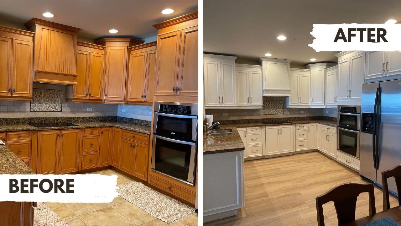 Cabinet refinishing before and after
