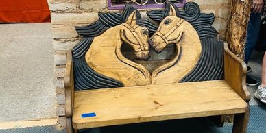 wooden horse bench
hand carved horse bench
Mexican wooden bench
hand-carved bench
 horse bench