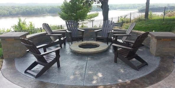 Stamped patio with fire pit, Woodbury
