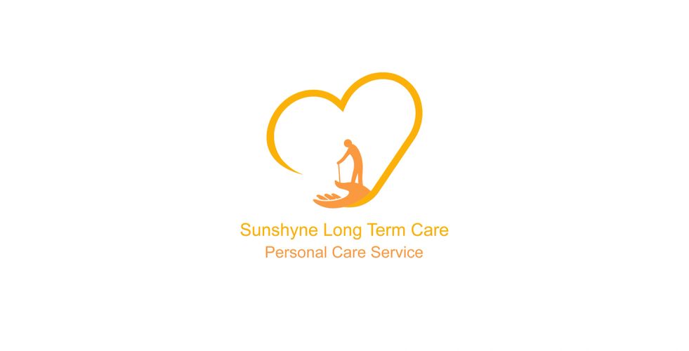 Logo for Sunshyne Long Term Care with a heart and caring hand graphic.